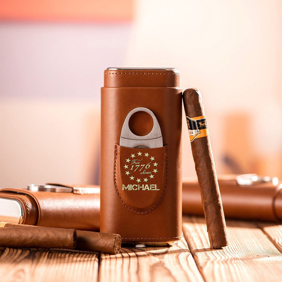 We The People - Personalized Independence Day/ 4th of July Leather Cigar Humidor Case