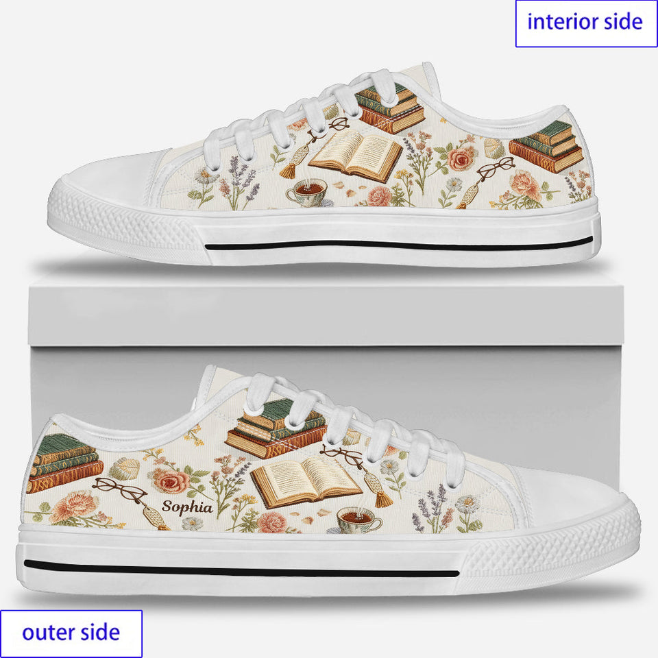 Book Reading Lovers - Personalized Book Low Top Shoes