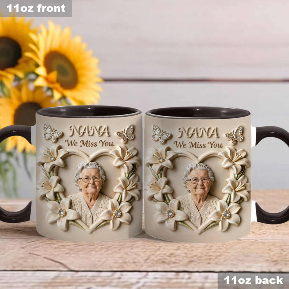 Custom Mug From Any Photo, Birth Flower, Flower Custom, Gift For Her/ Mother/ Grandma... - Personalized Grandma Accent Mug