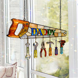 Best Dad Ever - Personalized Father Window Hanging Suncatcher With Custom Charms