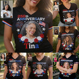 Custom Any Photo - Personalized Independence Day/ 4th of July Fully Printed V-Neck T-Shirt