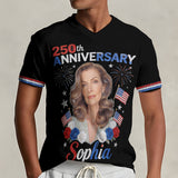 Custom Any Photo - Personalized Independence Day/ 4th of July Fully Printed V-Neck T-Shirt
