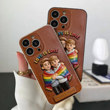 Love Is Love - Personalized LGBT Support 3D Embossed Leather Phone Case