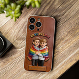 Love Is Love - Personalized LGBT Support 3D Embossed Leather Phone Case