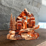 Hiking Couple Adventure Awaits - Personalized Hiking Custom Shaped Wood Plaque