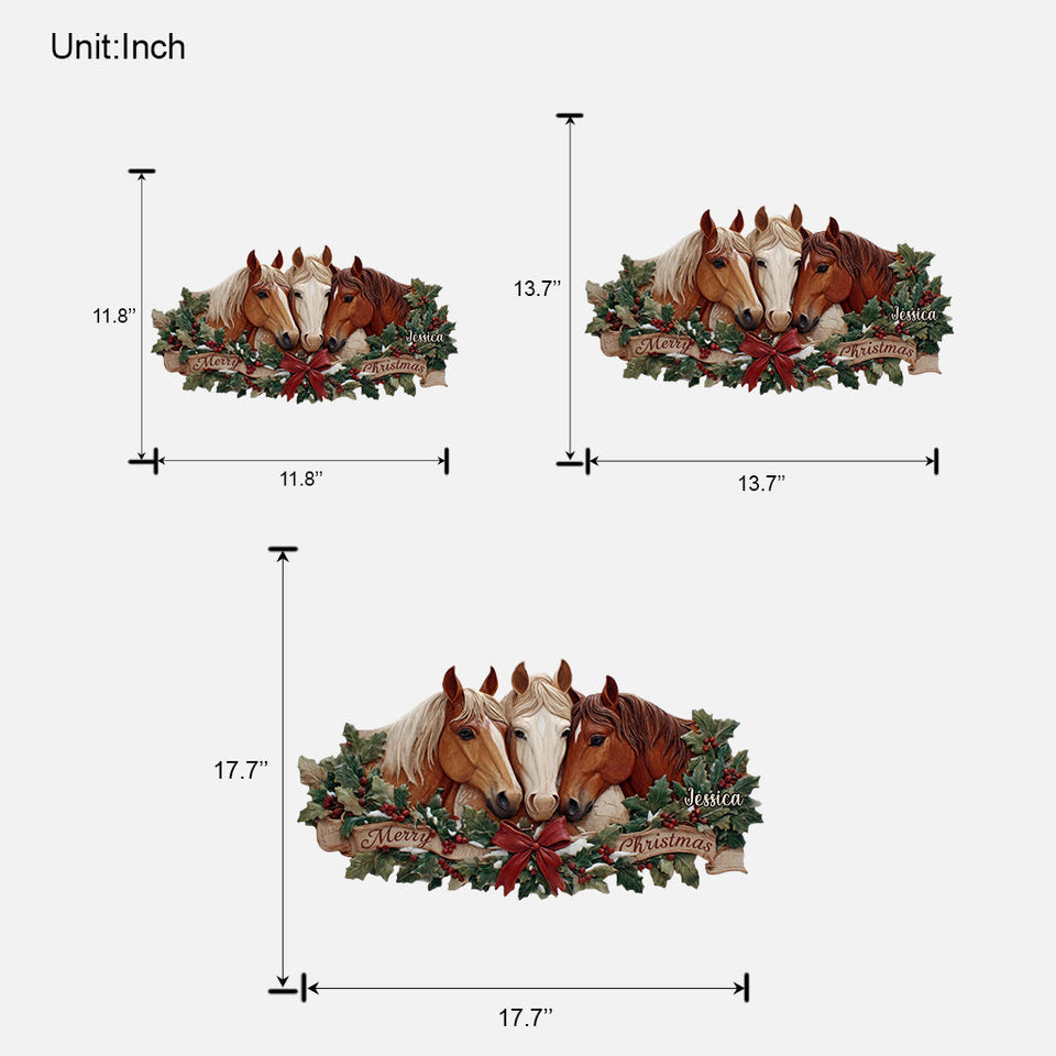 Christmas Horses - Personalized Horse Custom Shaped Wood Sign