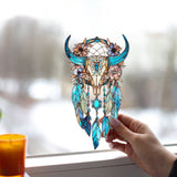 Floral Bull Skull - Personalized Cowgirl Window Hanging Suncatcher Ornament