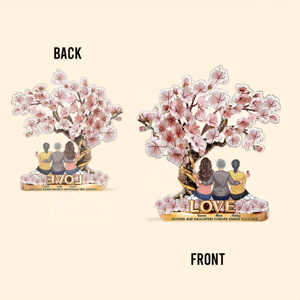 Mother And Daughters Forever Linked Together - Personalized Mother Custom Shaped Acrylic Plaque