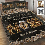 From Our First Kiss - Personalized Couple Quilt Set
