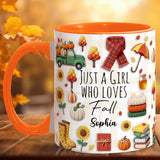 Just A Girl Who Loves Fall - Personalized Autumn Accent Mug