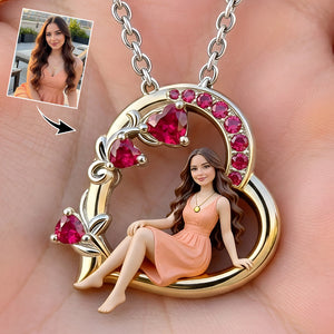 Birthstone Gift - Personalized Birth Stone Shaped Metal Pendant Necklace