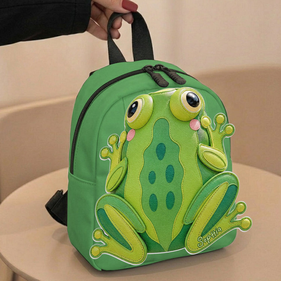 For Who Love Frogs - Personalized Frog Changeable Leather Patch Backpack