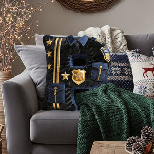 Police Name Letter - Personalized Police Officer Faux Fur Shaped Pillow