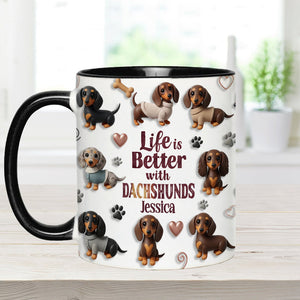 Life Is Better With Dogs - Personalized Dog Accent Mug