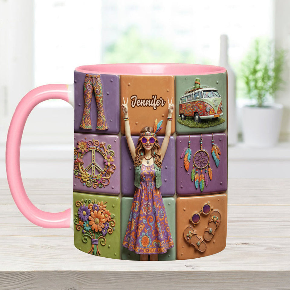 Peace Love Hippe Life - Personalized Hippie Accent Mug