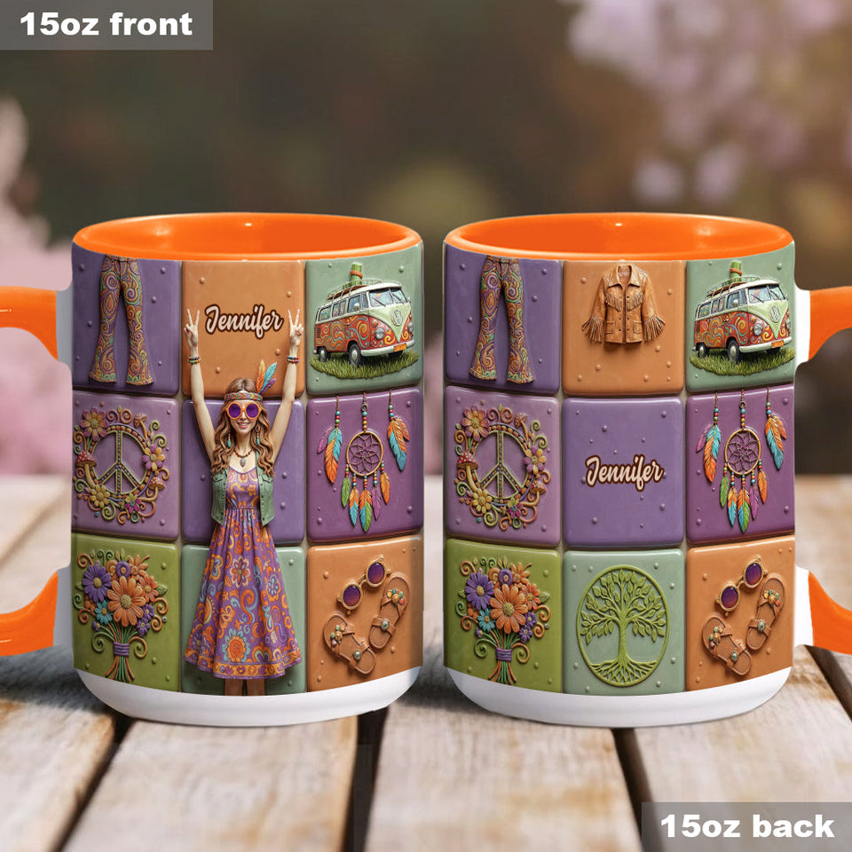 Peace Love Hippe Life - Personalized Hippie Accent Mug