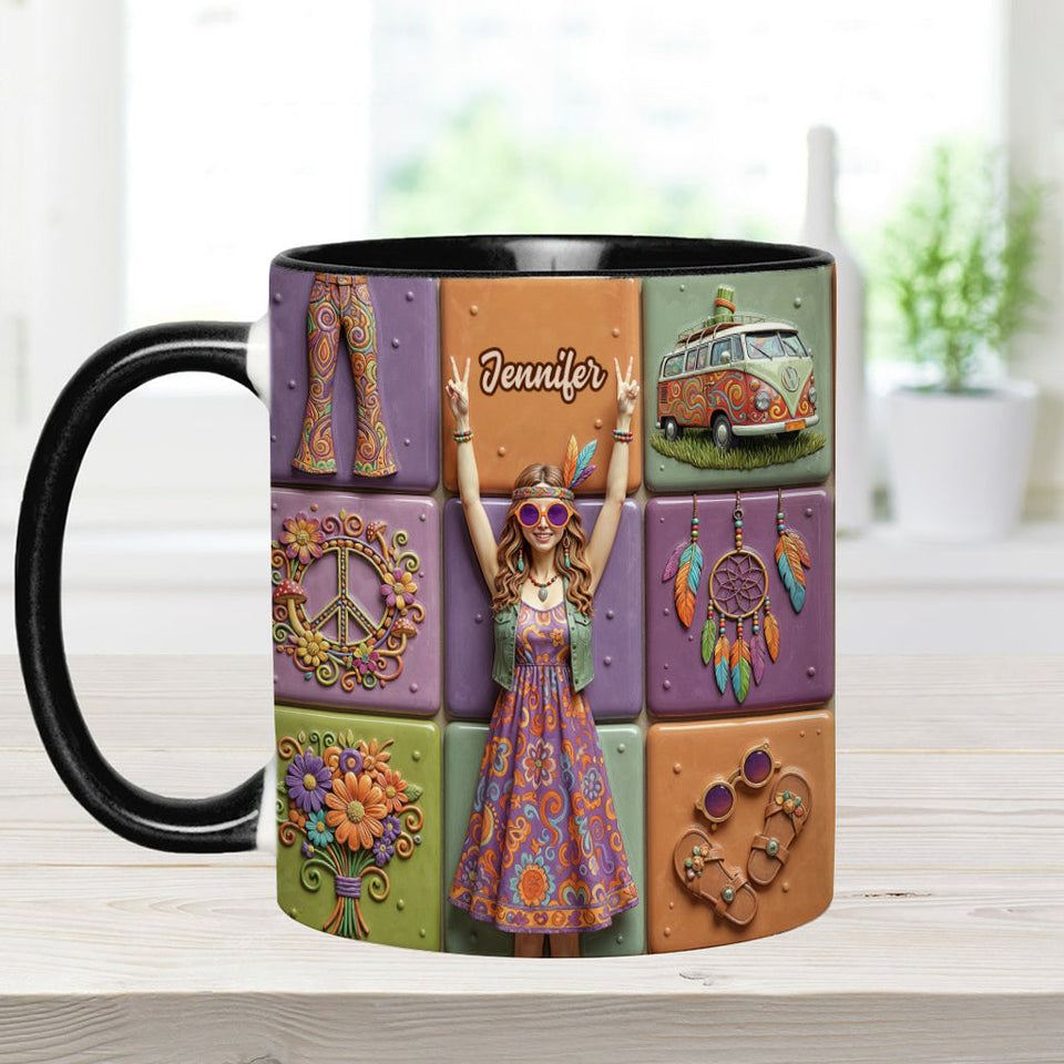 Peace Love Hippe Life - Personalized Hippie Accent Mug