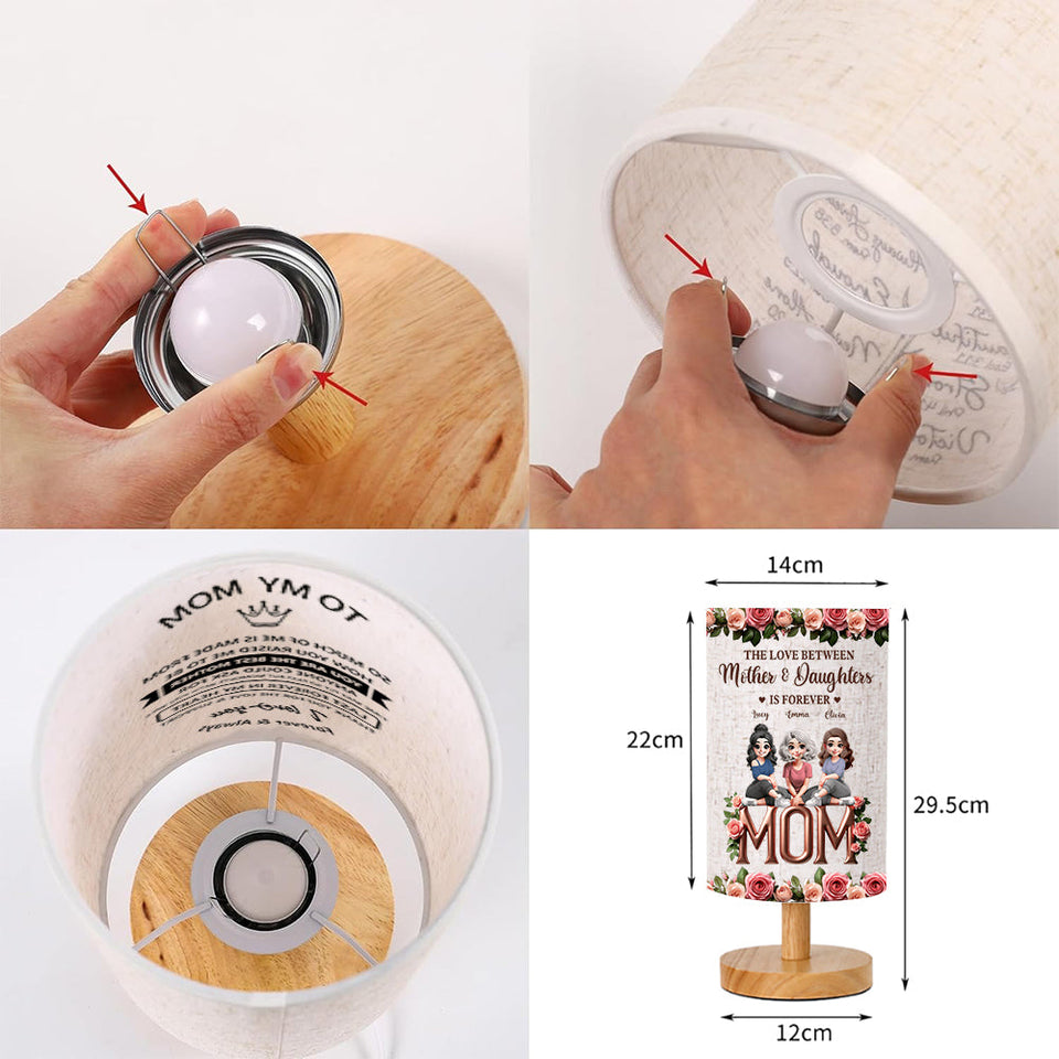The Love Between Mother & Child Is Forever - Personalized Mother Tableside Lamp With Wood Base