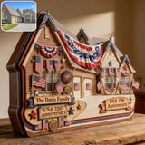 American House 250 Anniversary - Personalized Family Custom Shaped Wood Plaque