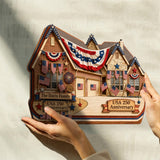 American House 250 Anniversary - Personalized Family Custom Shaped Wood Plaque