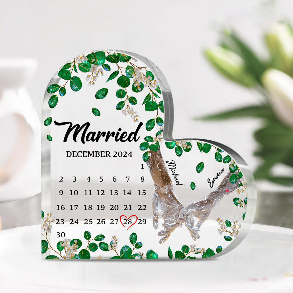 Couple Married Calendar - Personalized Husband And Wife Custom Shaped Acrylic Plaque