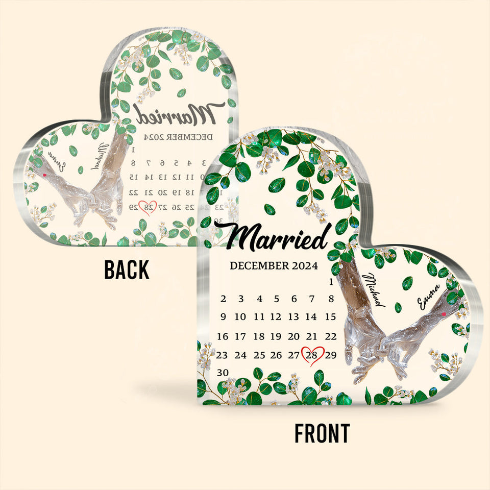 Couple Married Calendar - Personalized Husband And Wife Custom Shaped Acrylic Plaque