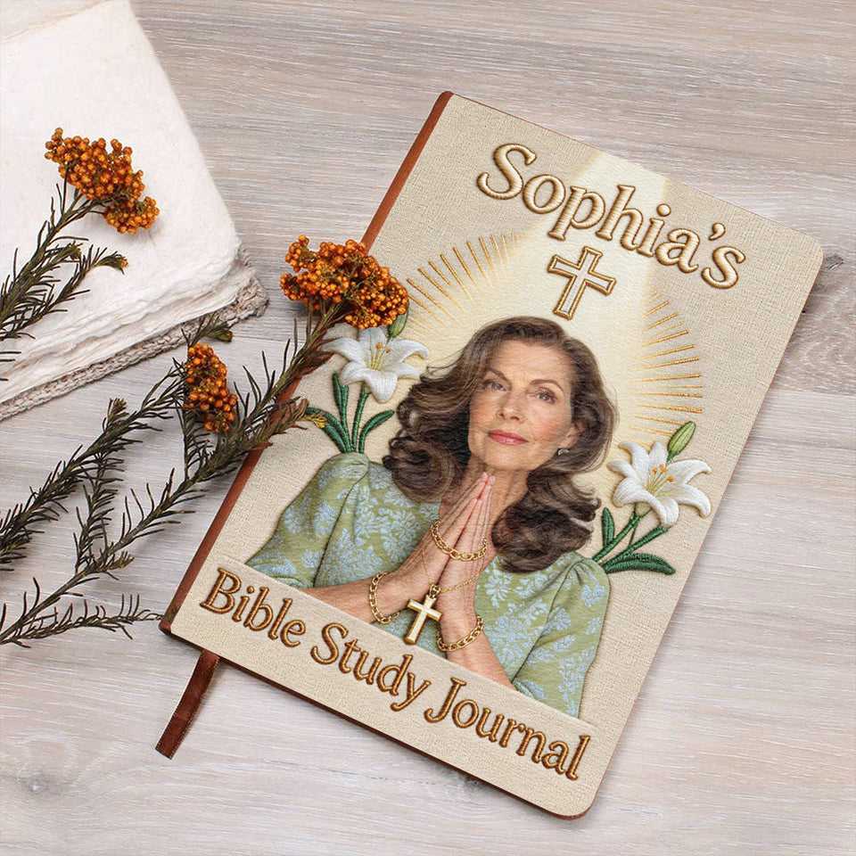 Custom Any Photo Bible Study Journal - Personalized Christian Leather Journal