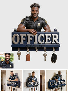 Any Photo - Personalized Police Officer Custom Shaped Hanging Rack