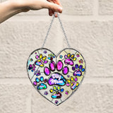 Colorful Heart Paw Dog Mom - Personalized Dog Window Hanging Suncatcher Ornament
