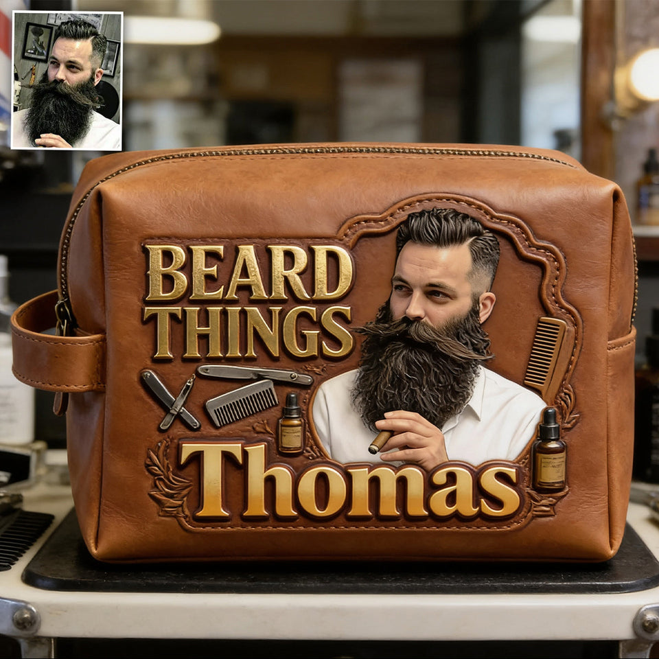 Travel Toiletry Bag, Multifunctional Organizer, Gift for Men - Personalized Real Men Leather Toiletry Bag