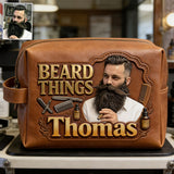 Travel Toiletry Bag, Multifunctional Organizer, Gift for Men - Personalized Real Men Leather Toiletry Bag