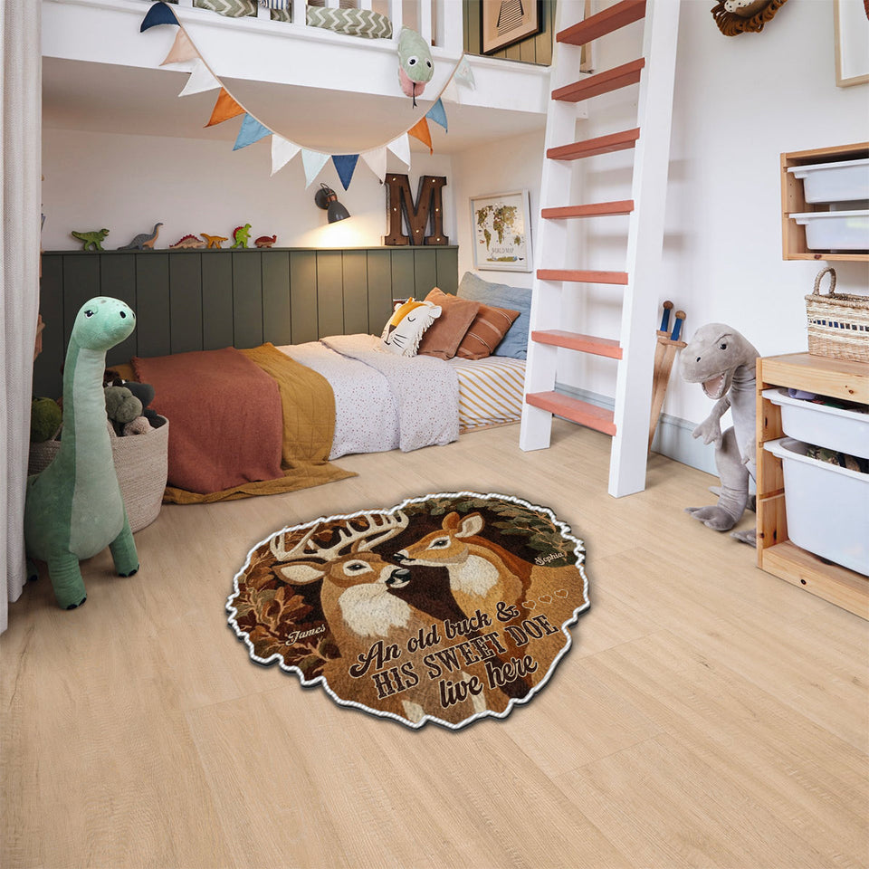 Buck And Doe – Gift For Couple - Personalized Hunting Non-Slip Tufted Rug