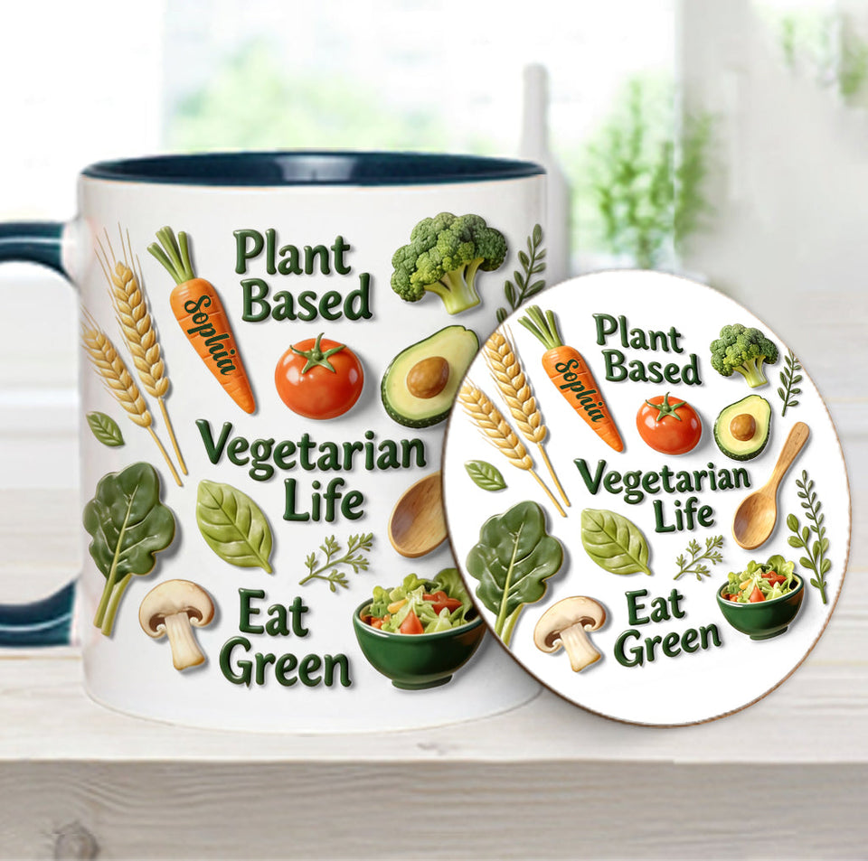 Vegetarian Life - Personalized Veterinarian Accent Mug & Coaster