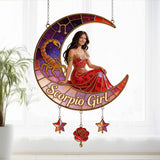 Any Photo Zodiac Style - Personalized Horoscope Window Hanging Suncatcher With Charms