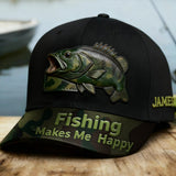 Fishing Makes Me Happy - Personalized Fishing Classic Cap