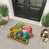 Happy Dinosaur Family - Personalized Family Non-Slip Tufted Rug