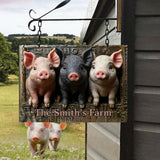 Welcome To Our Farm - Personalized Pig Lover Rectangle Metal Sign