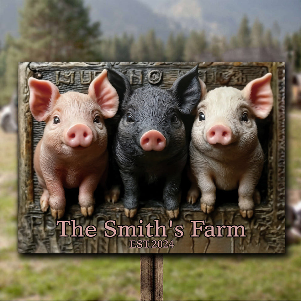 Welcome To Our Farm - Personalized Pig Lover Rectangle Metal Sign