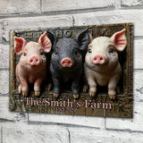 Welcome To Our Farm - Personalized Pig Lover Rectangle Metal Sign