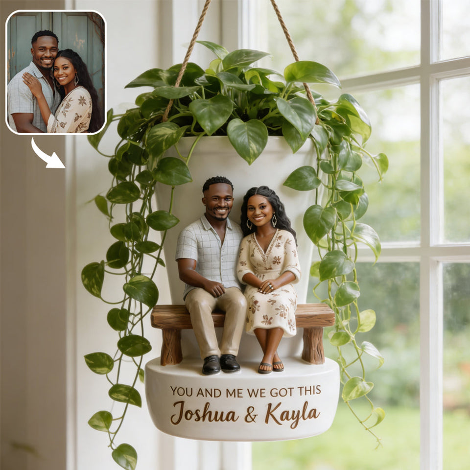 Love Grows Here - Personalized Couple Hanging Pot