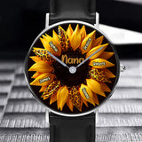 Nana, Mom, Auntie Family Sunflower - Personalized Grandma Hand Watch