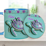 Nana Turtle Gift For Mom Grandma - Personalized Grandma Accent Mug