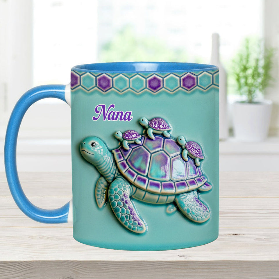 Nana Turtle Gift For Mom Grandma - Personalized Grandma Accent Mug