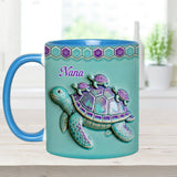 Nana Turtle Gift For Mom Grandma - Personalized Grandma Accent Mug