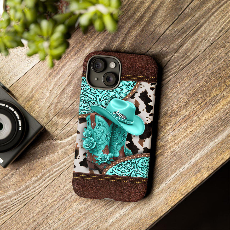 Western Cowgirl Boot - Personalized Cowgirl Full Print Phone Case