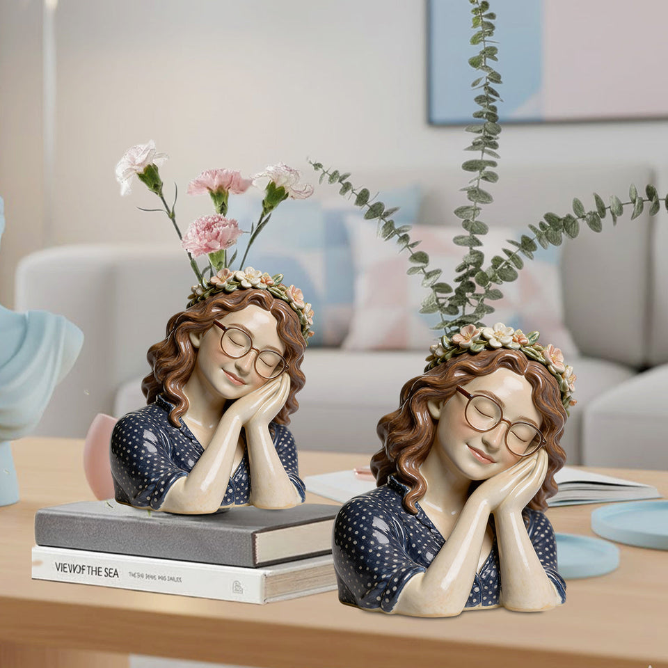 Dreaming Girl - Personalized Gardening Custom Shape Acrylic Flower Vase