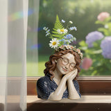 Dreaming Girl - Personalized Gardening Custom Shape Acrylic Flower Vase