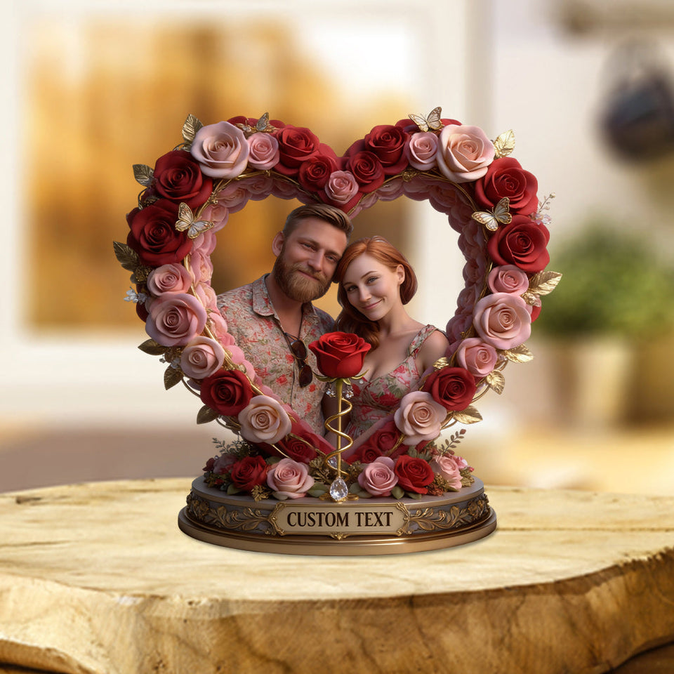Custom Rose Couple Table Decor From Any Photo - Personalized Couple Custom Shaped Acrylic Plaque