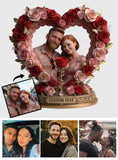 Custom Rose Couple Table Decor From Any Photo - Personalized Couple Custom Shaped Acrylic Plaque