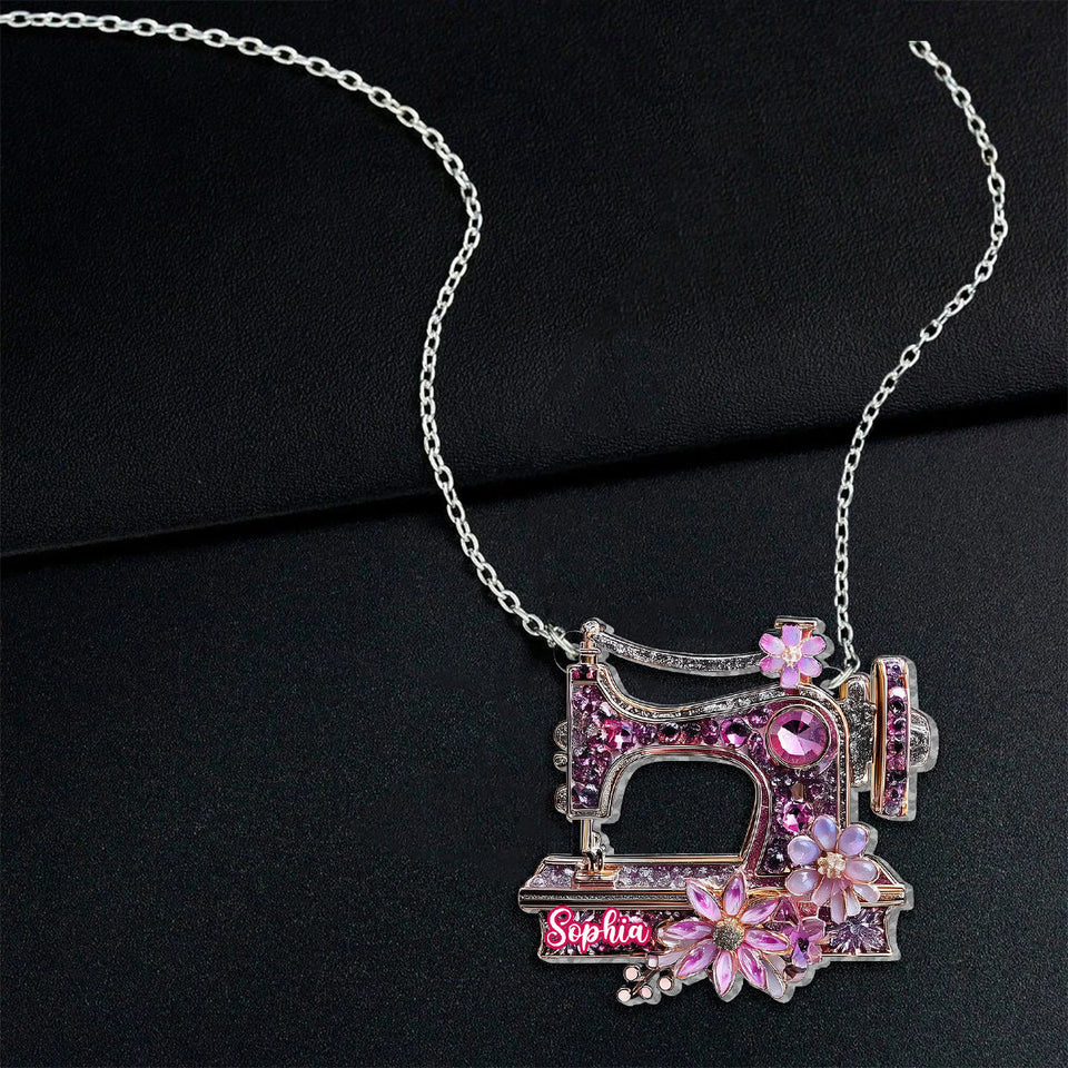 Beautiful Sewing Machine - Personalized Sewing Custom Shaped Pendant Necklace